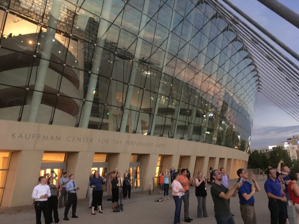 The Kauffman Center during the August 2017 solar eclipse.